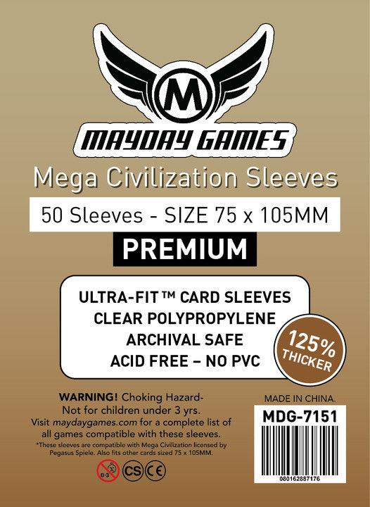 Mega Civilization Sleeves (75x105mm) - 50 Premium Sleeves -  - Mayday Games