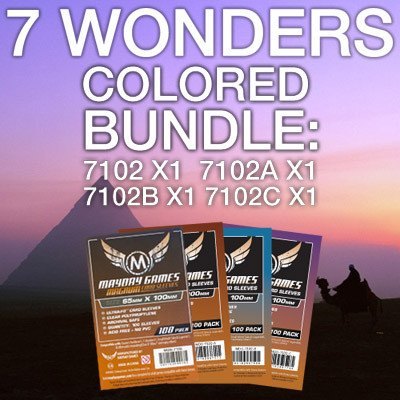 "7 Wonders" Card Sleeve Kit - Standard Protection (Colored Backs) - Mayday Games - 1